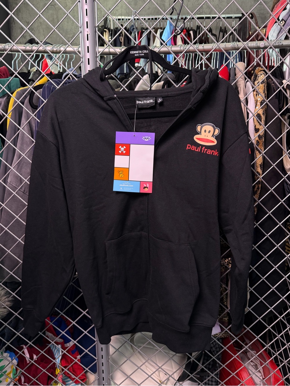 Paul Frank Black Zip-Up Hoodie with Julius Patch